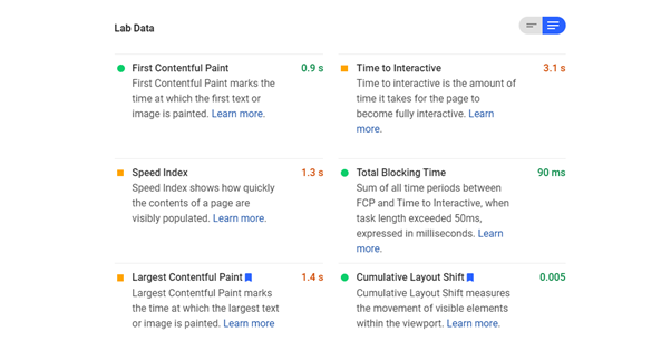 Core web vitals scores for your session can be found in your lab data